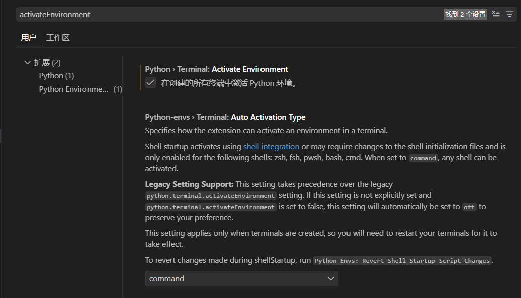 CodeBuddy IDE activateEnvironment设置界面