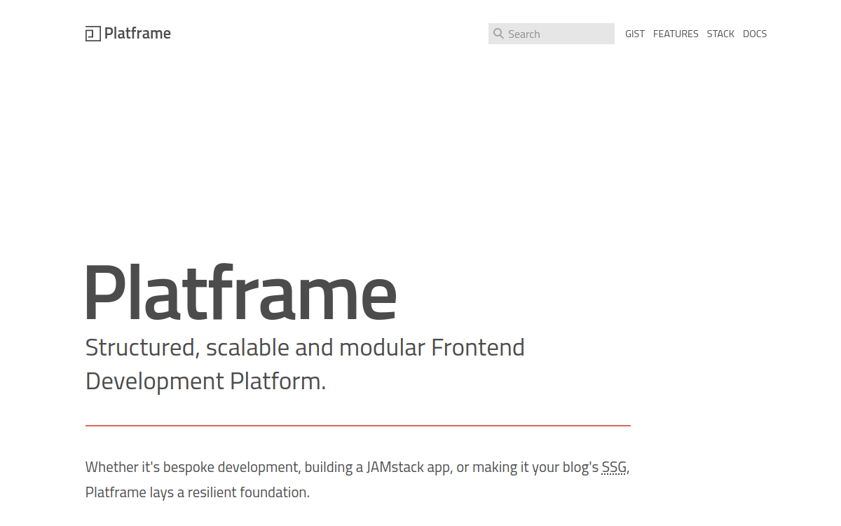 Platframe 官网首屏
