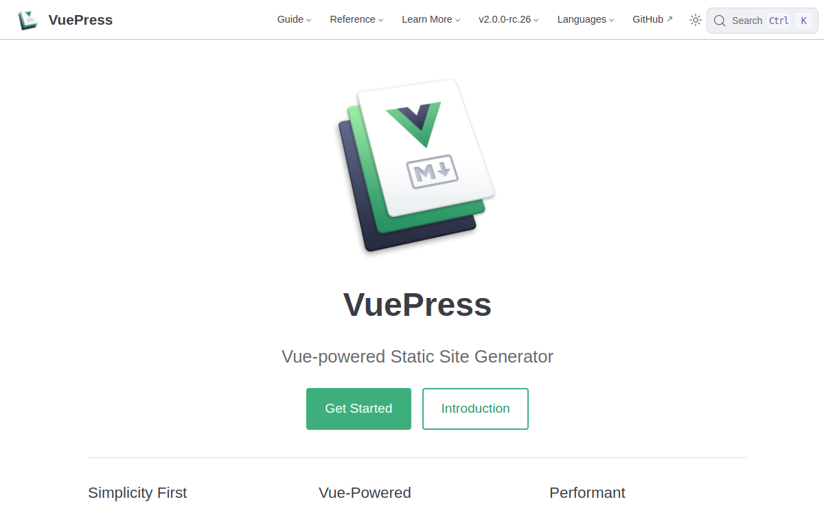 VuePress 官网首屏