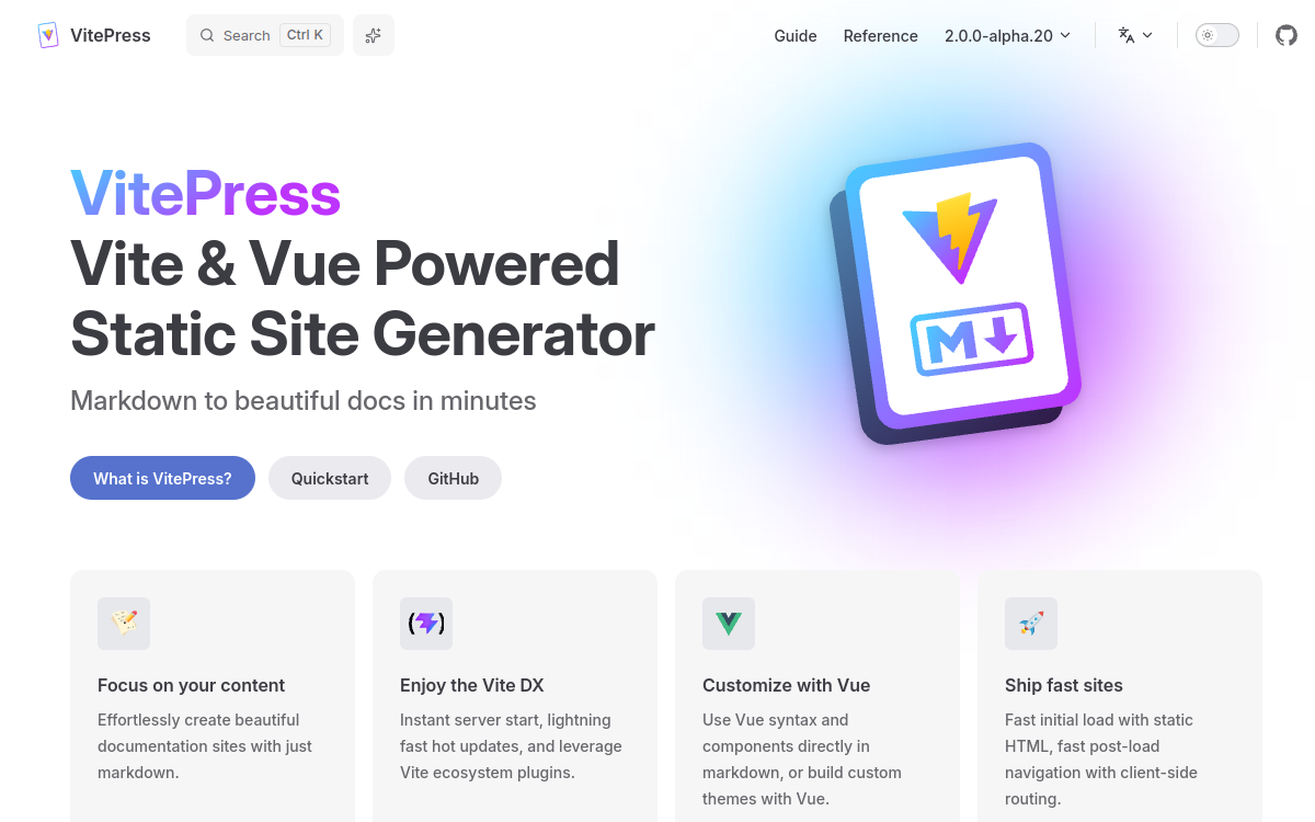 VitePress 官网首屏