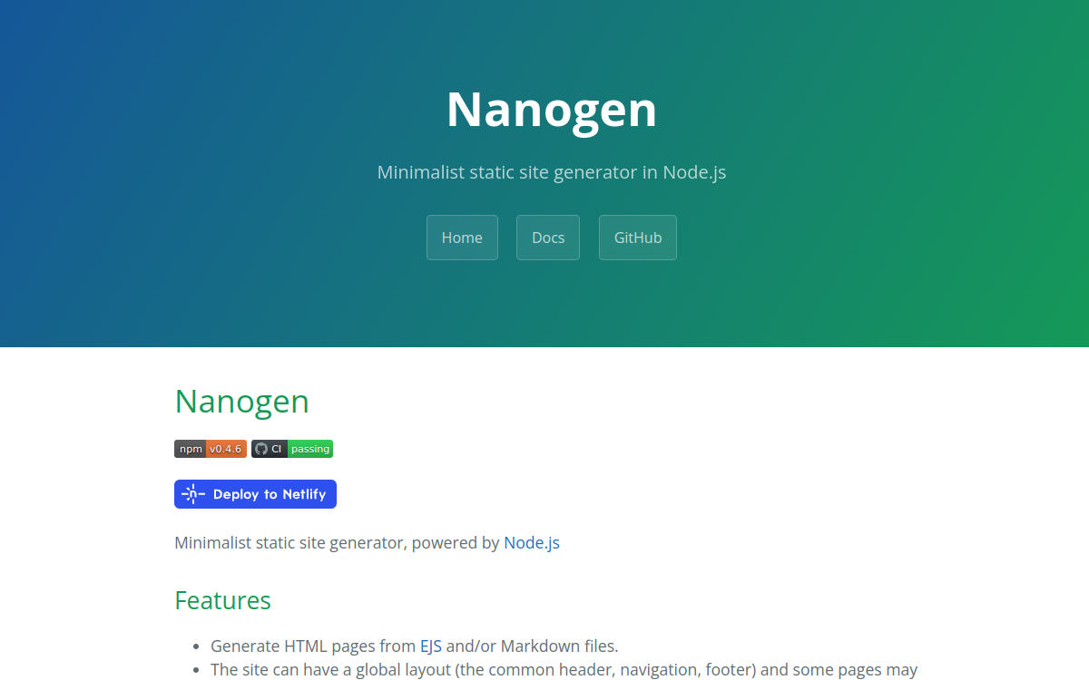 Nanogen 文档首页