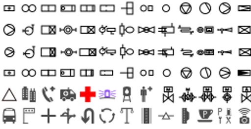 GIS地图专用SVG矢量图标库 - 114个市政管网设施标注图标 | 燃气热力管道阀门 | 公共设施地标 | 无损缩放 | 支持动态样式