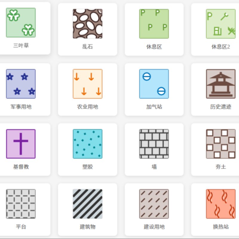 GIS地图SVG矢量图标库|114个市政管网设施标注图标,燃气热力/公共设施/建筑地标,无损缩放,支持动态换色