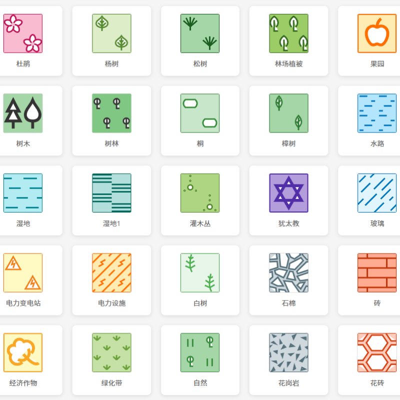 GIS地图SVG矢量图标库|114个市政管网设施标注图标,燃气热力/公共设施/建筑地标,无损缩放,支持动态换色