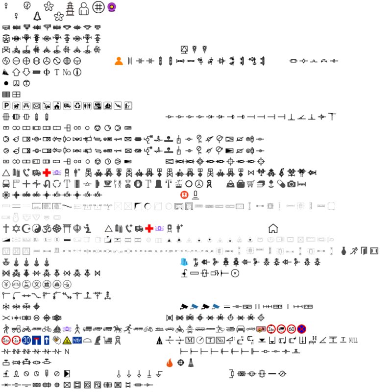 GIS地图SVG矢量图标库|114个市政管网设施标注图标,燃气热力/公共设施/建筑地标,无损缩放,支持动态换色